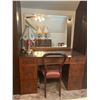 Image 1 : Vintage Vanity With Mirror, Lamp And Chair 24D 50W 62H