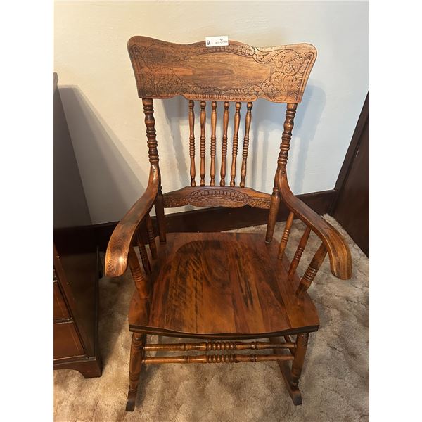 Solid Wood Carved Rocking Chair 30D 23W 41H