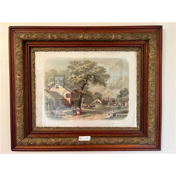 William Chandler Victorian Chromolithograph Print 35W 29H Note Water Damage