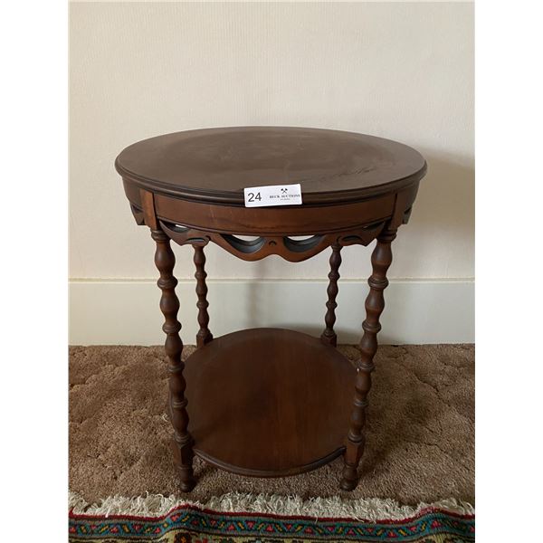Mahogany Round Solid Wood Side Table 20D 25H