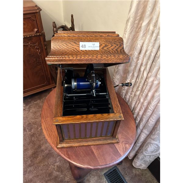 1908 Oak Edison Amberola Model 30? Tag Missing  22 Tube Rocords Includes Added Reels