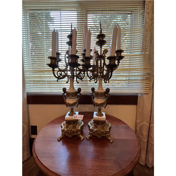 Brass And Marble Candle Stands