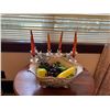 Image 1 : Ceramic Flora Design Food Tray With  Candle Holders