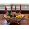 Image 3 : Ceramic Flora Design Food Tray With  Candle Holders