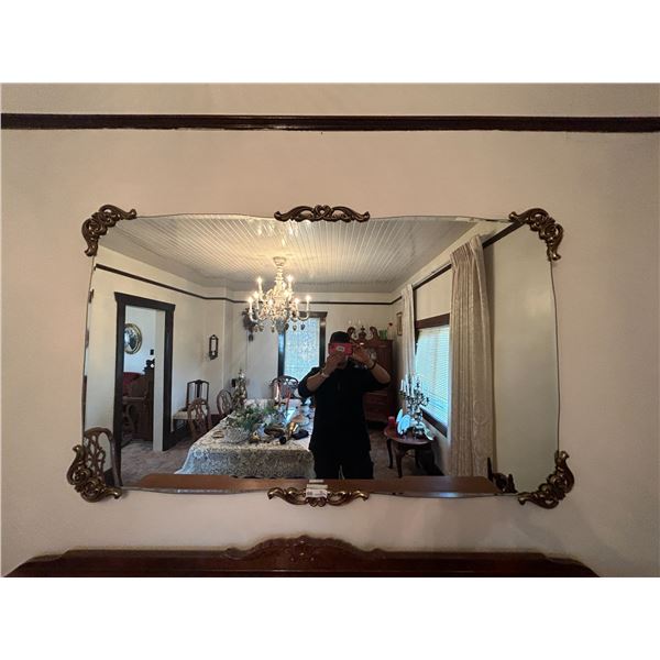 Brass Leaf Design Mirror 60x34