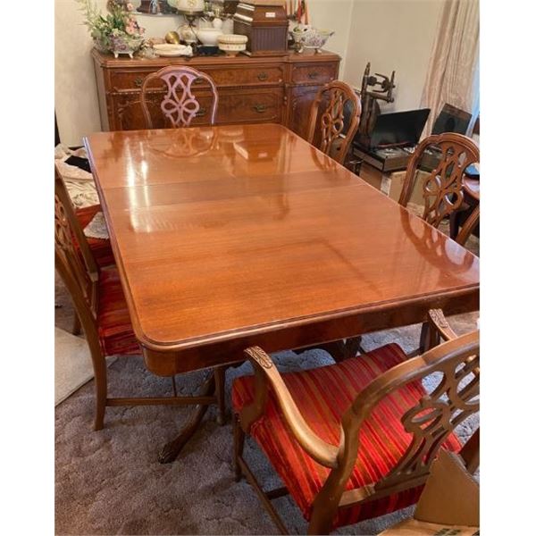 Art Nourveau Mahogany Dining Chairs & Dining Table 71L x 43W x 28T