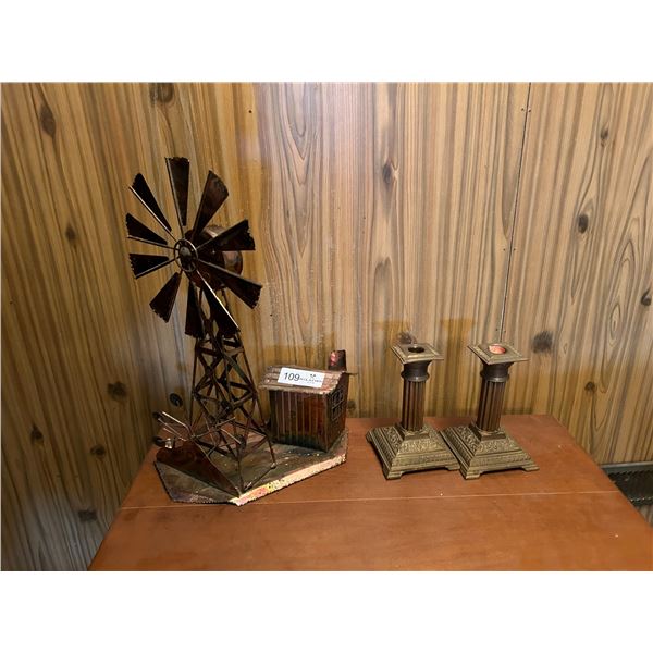 Musical Brass Display with Brass Candle Holders