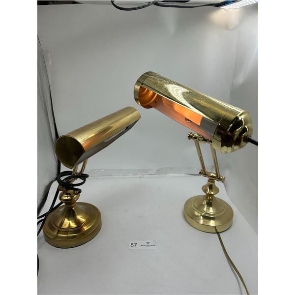 Two Brass Bankers Lamps