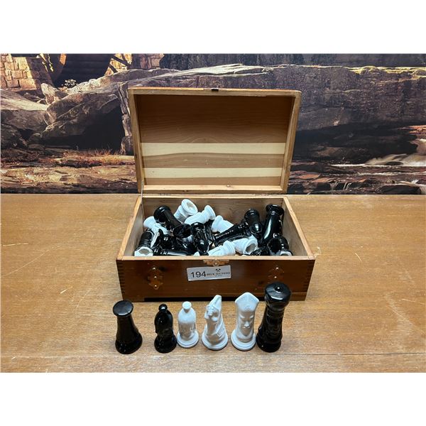 Box Full Of Ceramic Chess Pieces