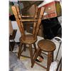 Image 1 : 3 Solid Oak Wooden Stools 30H