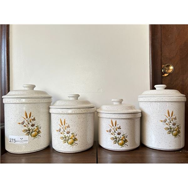 Ceramic Flora Design Pottery Canister Set 10x12