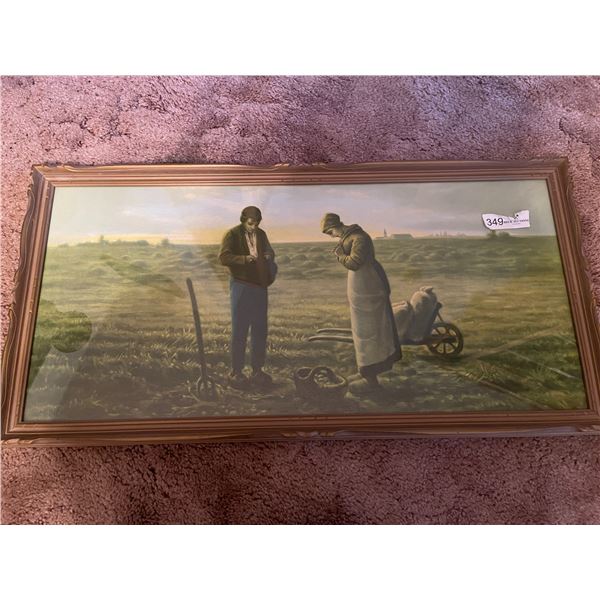 "The Angelus" Why Be Thankful Religious Art Chromeolithograph 32 x 16