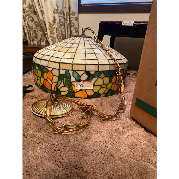 Vintage Stain Glass Hanging  Lamp