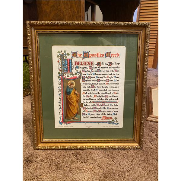 The Apostles Creed Framed Prayer 14 x 13 And Framed Print Of Women Harvesting 18 x 14