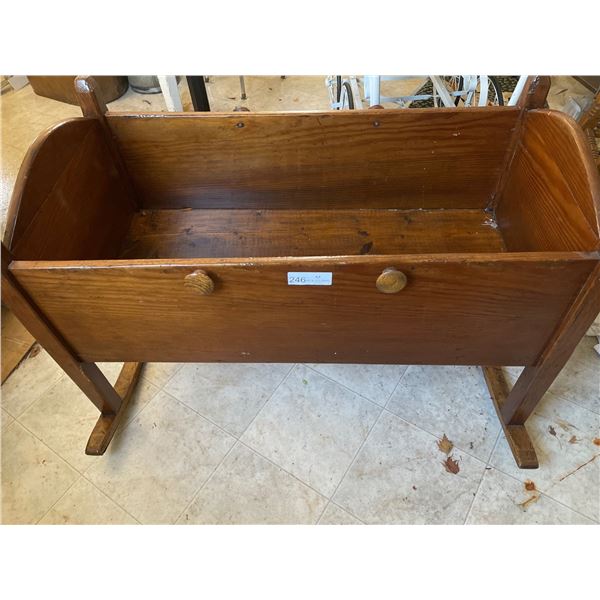 Antique Oak Wood Crib Rocker