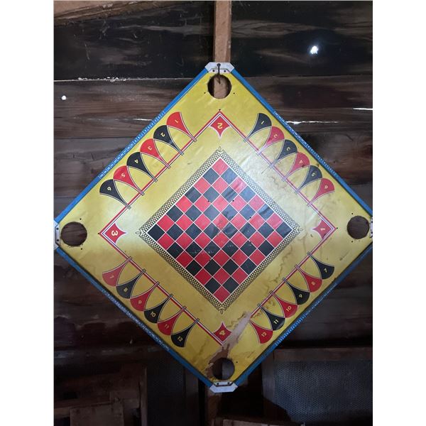 Antique Wood Checker Game Board