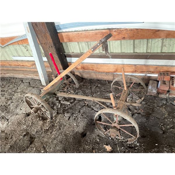 Antique Metal Wheel Farm Cart Frame