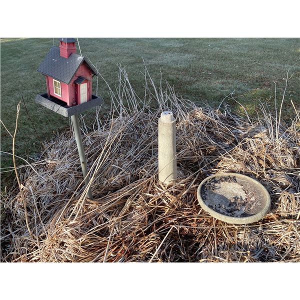 Concrete Bird Bath & Bird House
