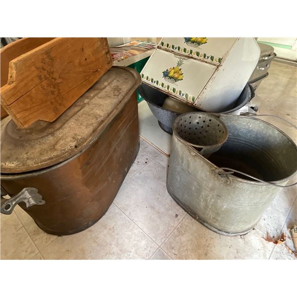 Antique Copper Boiler & Tin Mop Pail