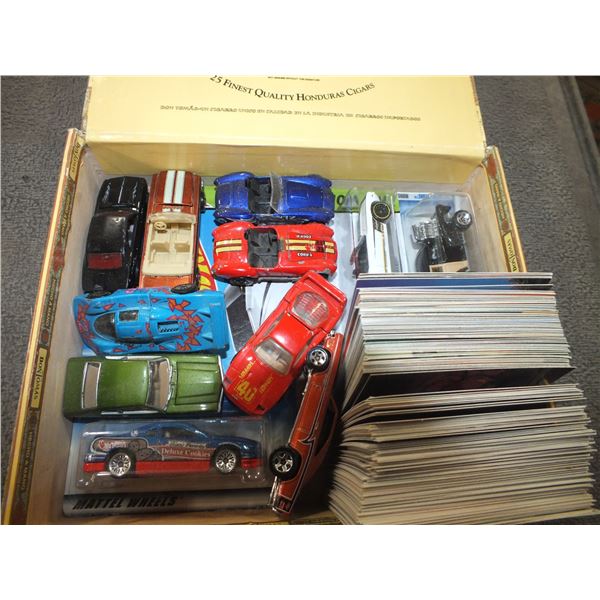 Small Box Of Hot Wheels Die Cast Cars & Collector Cards