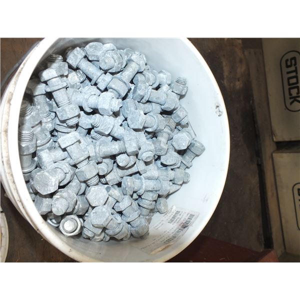 Bucket Of Galvanized Nuts & Bolts