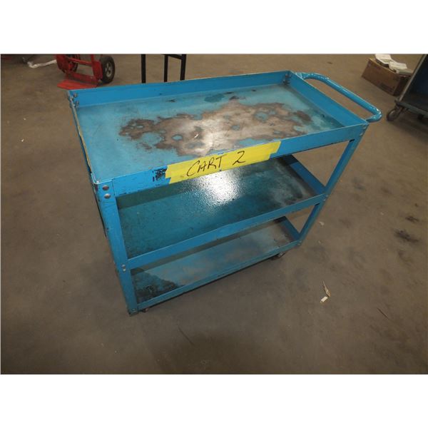Blue Metal Cart On Wheels