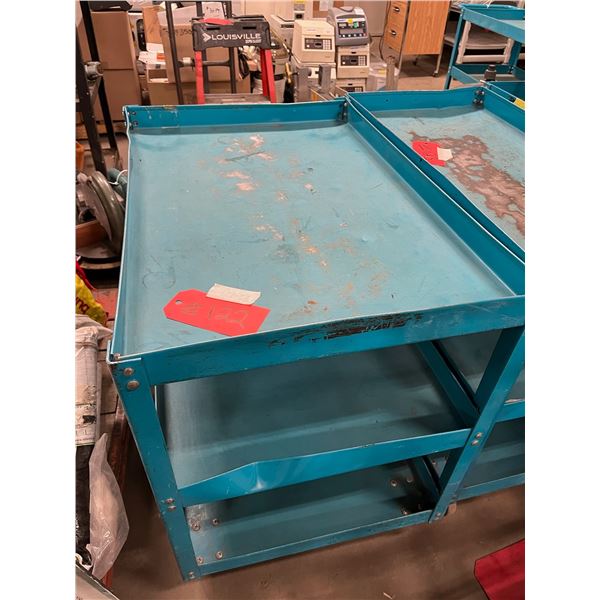 Blue Metal Cart On Wheels