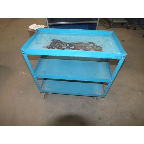 Blue Metal Cart On Wheels