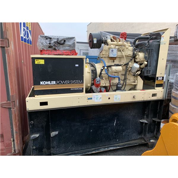 KOHLER 50R0ZJR KWE DIESEL GENSET WITH JOHN DEERE ENGINE, AND 150 GALLON SUBBASE TANK