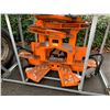 Image 1 : GREATBEAR ORANGE HYDRAULIC SKID STEER TREE CUTTING ATTACHMENT WITH HAND CONTROLS