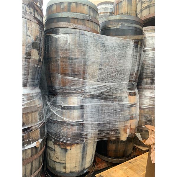 PALLETS OF 8 COMMERCIAL OAK WHISKEY BARRELS