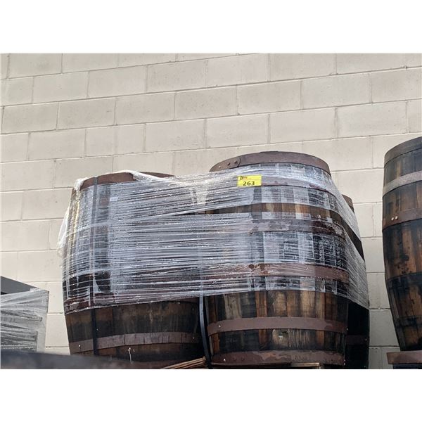 PALLETS OF 4 COMMERCIAL OAK WHISKEY BARRELS