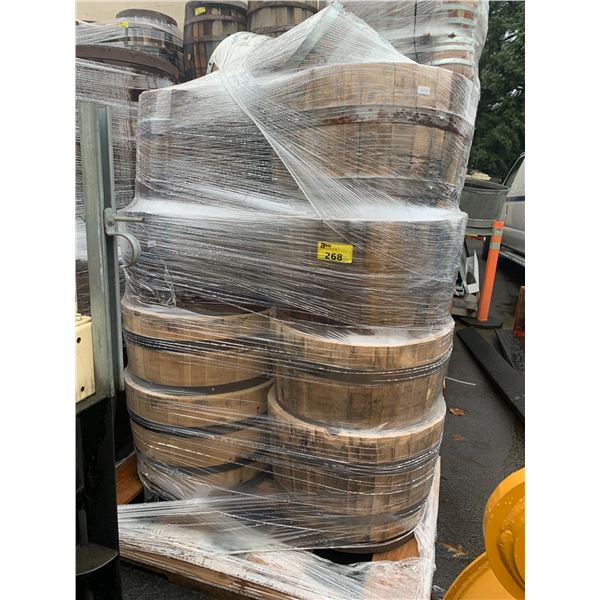 PALLET OF 10 SMALL COMMERCIAL OAK WHISKEY PLANTERS