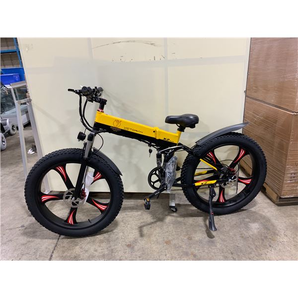 VICTORIAN EBIKE X2 PLUS YELLOW/BLACK FOLDING FULL SUSPENSION ELECTRIC BIKE WITH FULL DISC BRAKES,