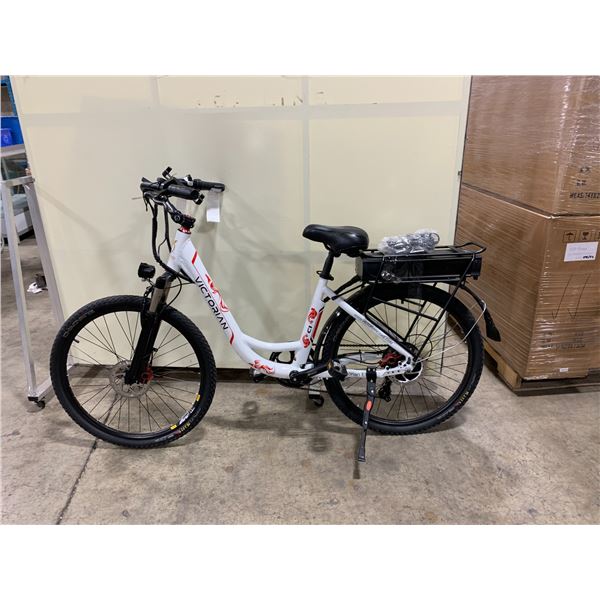 VICTORIAN C1 WHITE/RED ELECTRIC BIKE, 500W, 32 KMH MAX SPEED, 48 VOLT BATTERY, UP TO 65 KM RANGE,