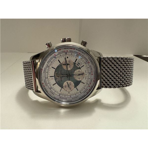 BREITLING TRANSOCEAN CHRONOGRAPH UNITIME STAINLESS MEN'S WRIST WATCH