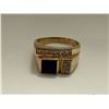 Image 1 : ONE YELLOW GOLD NATURAL BLACK ONYX AND DIAMOND SET DRESS RING