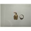 Image 2 : 14KT YELLOW GOLD AQUARIUS PENDANT, 10KT LADIES YELLOW GOLD SAPPHIRE DRESS RING