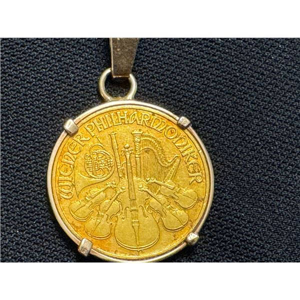 10K PENDANT S/W 1989 AUSTRIA 500 SCHILLING GOLD COIN 9.2 GRAMS