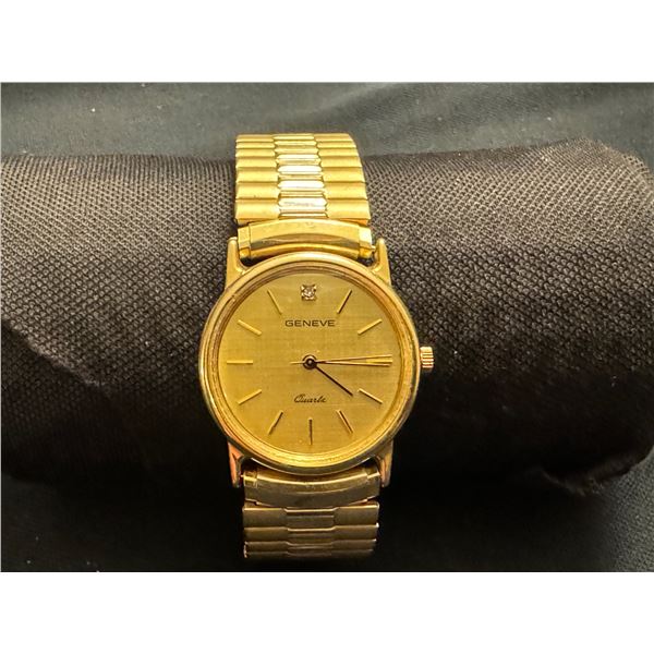 14K GENEVE MENS WATCH WITH SPEIDEL WRIST BAND