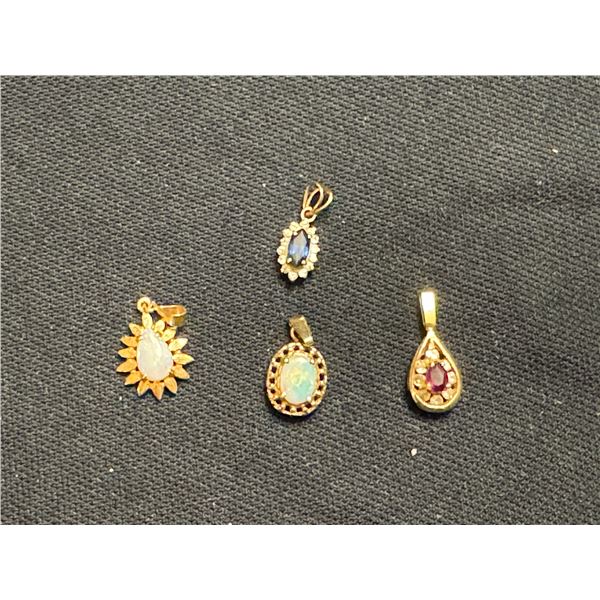 4-9K PENDANTS WITH ASSORTED STONES 3.5G TTL