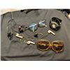 Image 1 : BAG WITH SUNGLASSES, READING GLASSES, EAR PODS, COSTUME JEWELRY, WATCH