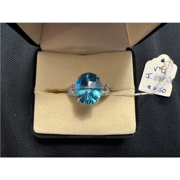 14K WHITE GOLD WITH BLUE TOPAZ AND DIAMONDS REPLACEMENT 450.00