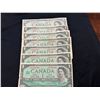 Image 1 : CANADA BILLS, 1954 $2, 1954 $1, 6-1967 $1, 1937 $10, 1937 $1,  VINTAGE FRANCE AND BELGIUM BANKNOTES