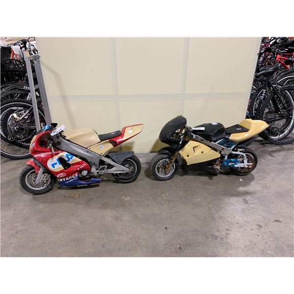 2 BIKES: FILA RED/YELLOW & NO NAME YELLOW/BLACK GAS OPERATED SMALL KIDS BIKE