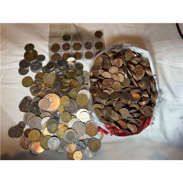 BAG OF ASSORTED WORLD COINS