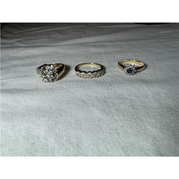 2-14K LADIES RINGS WITH MOISSANITES AND 1-10K LADIES RING