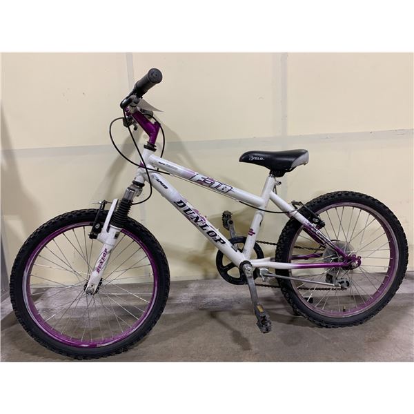 DUNLOP F-18 WHITE WITH PURPLE DETAILS, 5 SPEED FRONT SUSPENSION MOUNTAIN BIKE