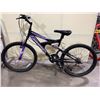 Image 2 : SUPERCYCLE NITROUS BLACK WITH PURPLE DETAILS, 24 SPEED FULL SUSPENSION MOUNTAIN BIKE