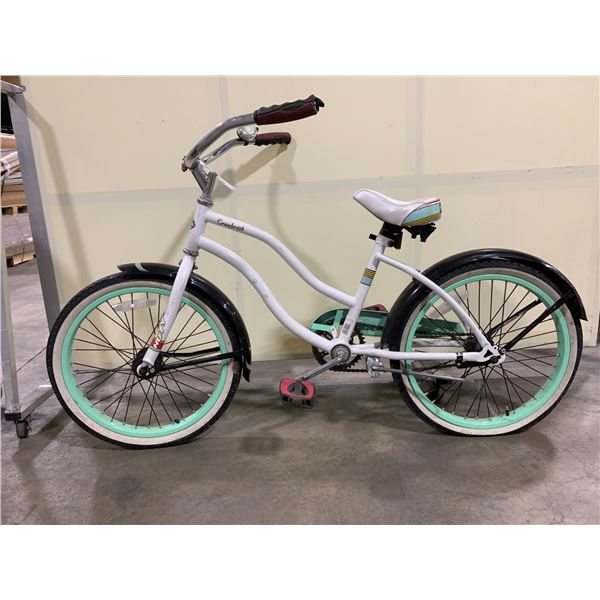 HUFFY CRANBROOK  WHITE SINGLE SPEED CHILDREN'S CRUISER BIKE